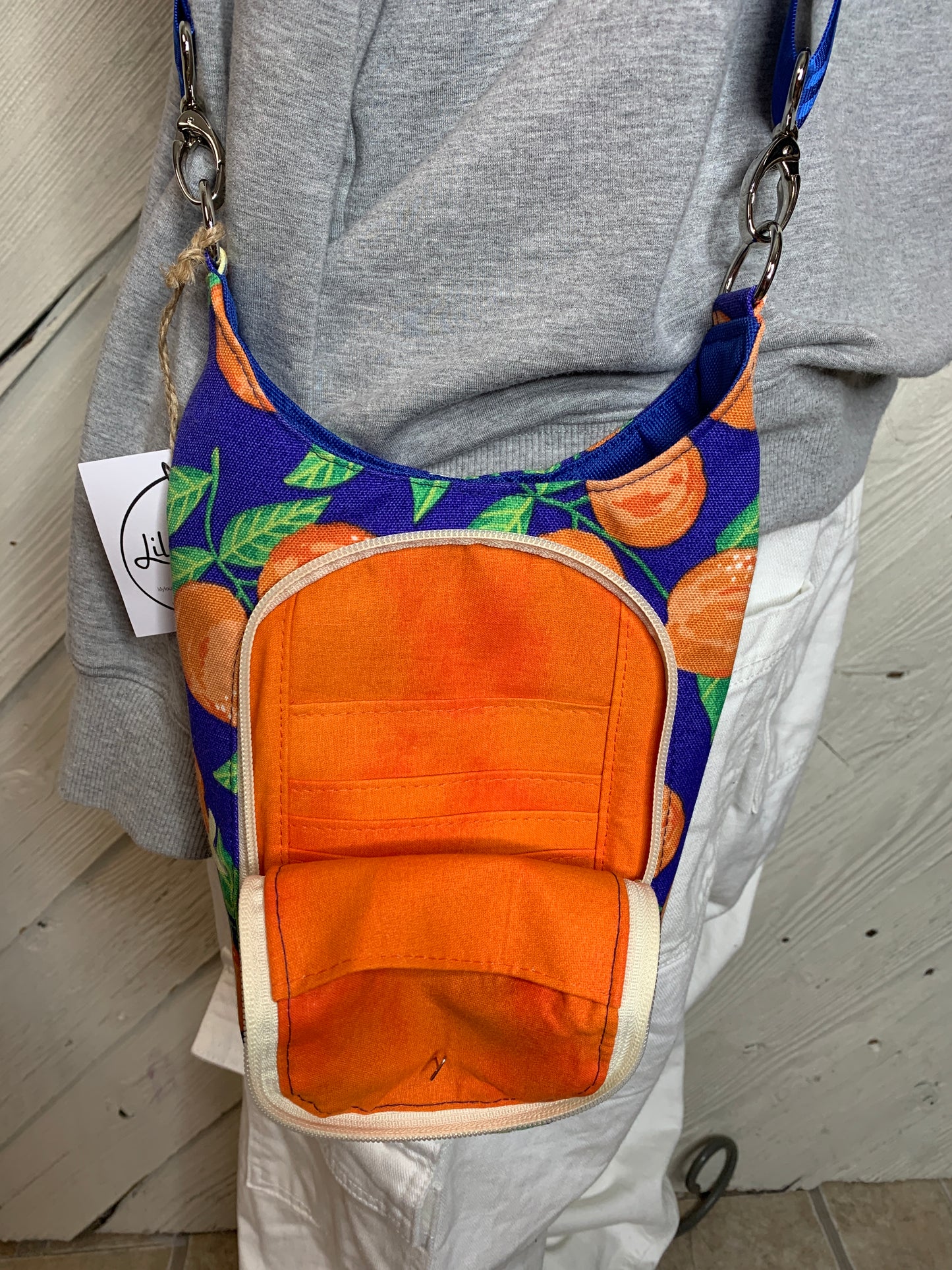 Water Bottle Bag with Orange Pattern