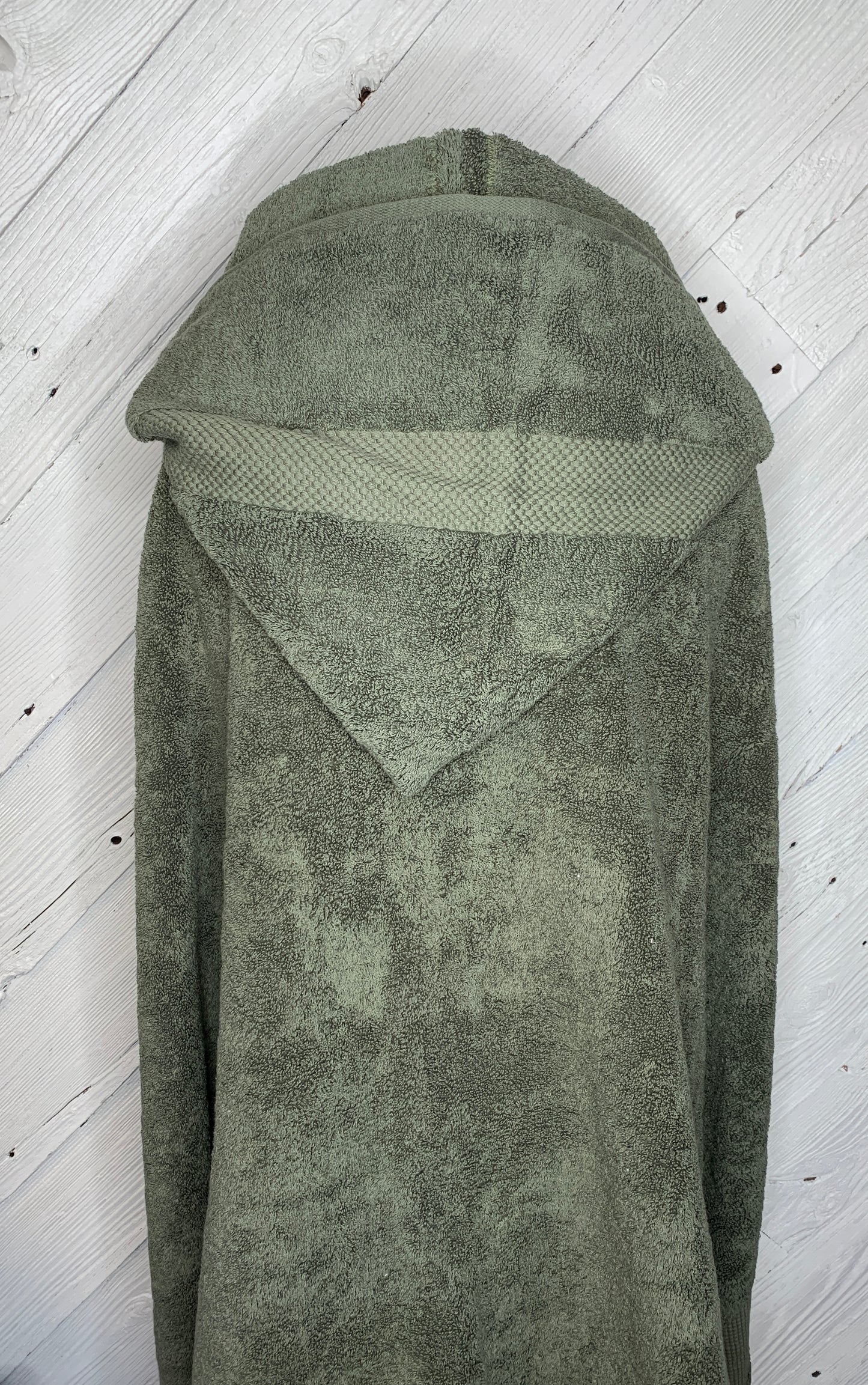 Adult Hooded Bath Towel, Dark Green, No Flannel Hood Lining