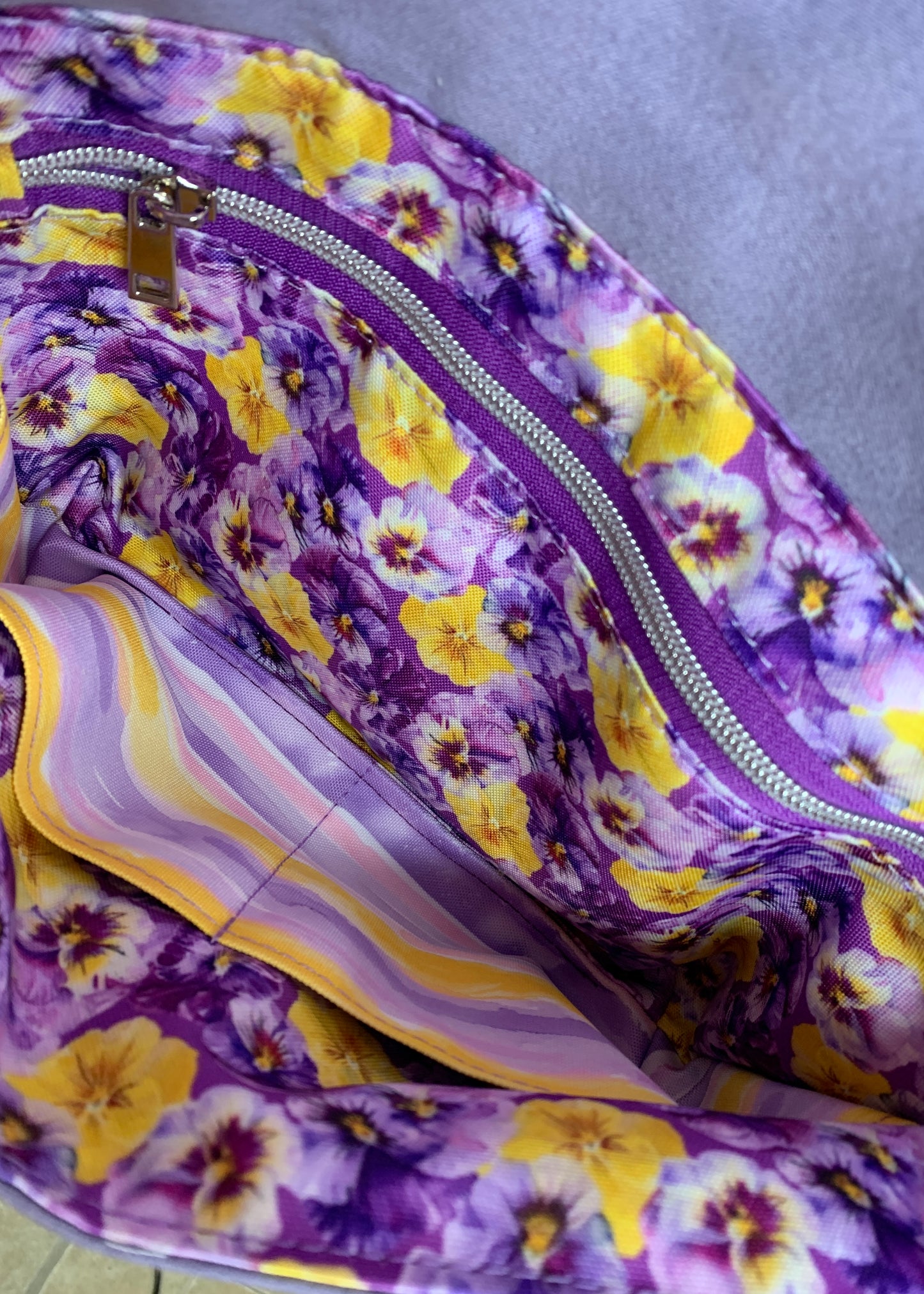 Foldover Crossbody Bag with a Pansy Design