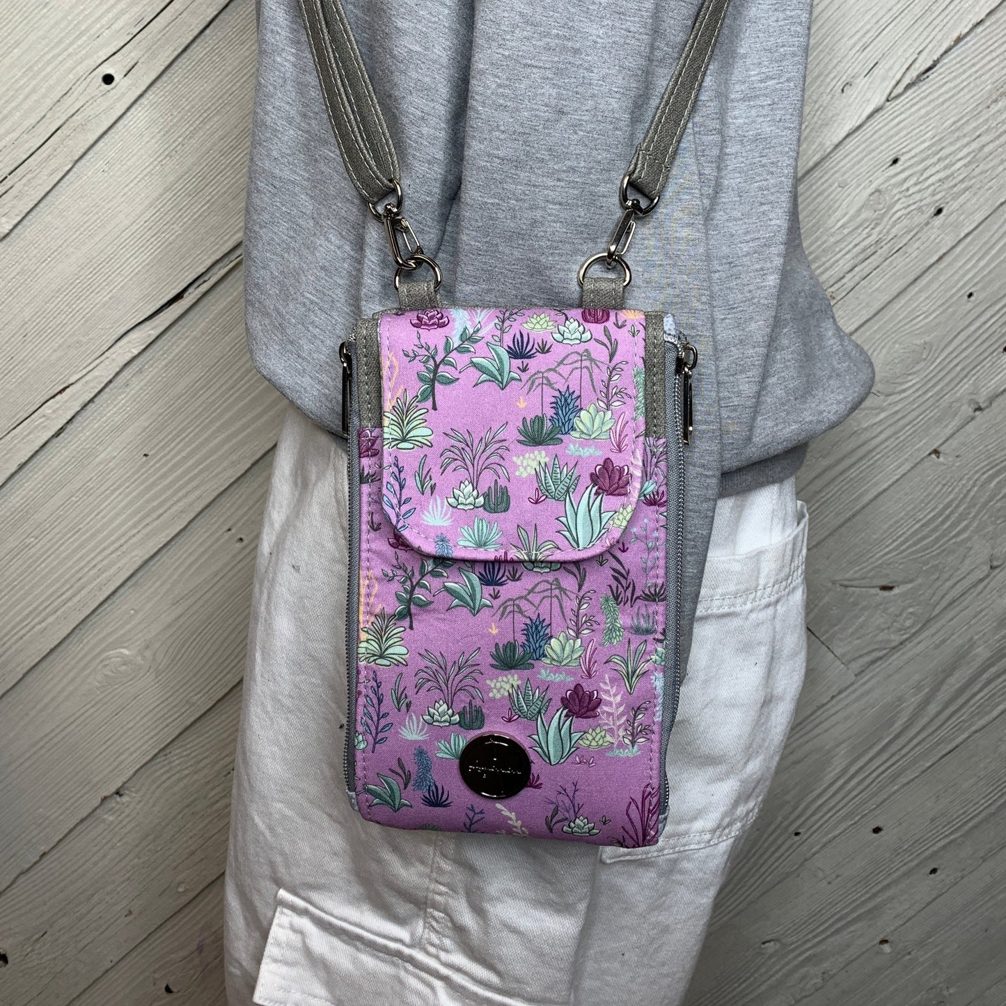 Clutch Crossbody Bag with Succulent Pattern