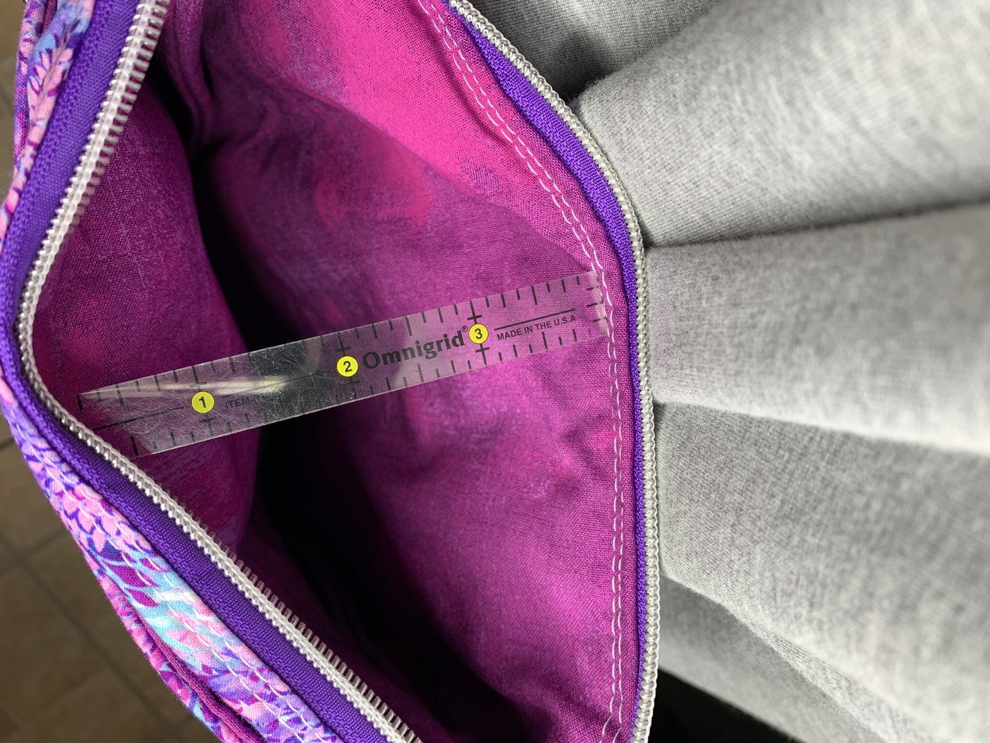 Crossbody Bag with purple chrysanthemum design