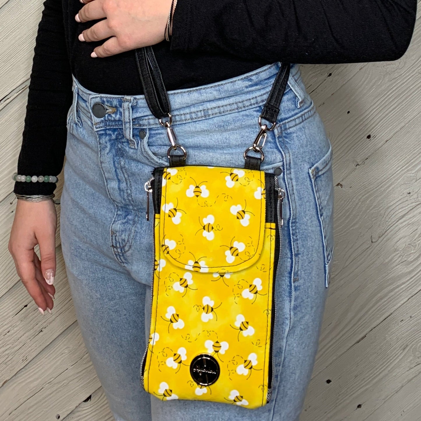 Clutch Crossbody Bag with a Bumblebee Pattern