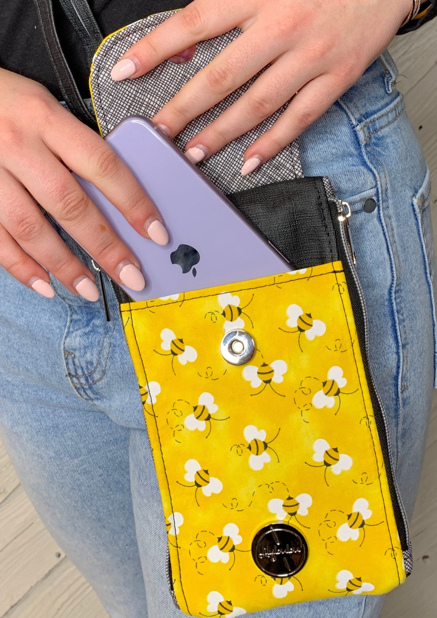 Clutch Crossbody Bag with a Bumblebee Pattern