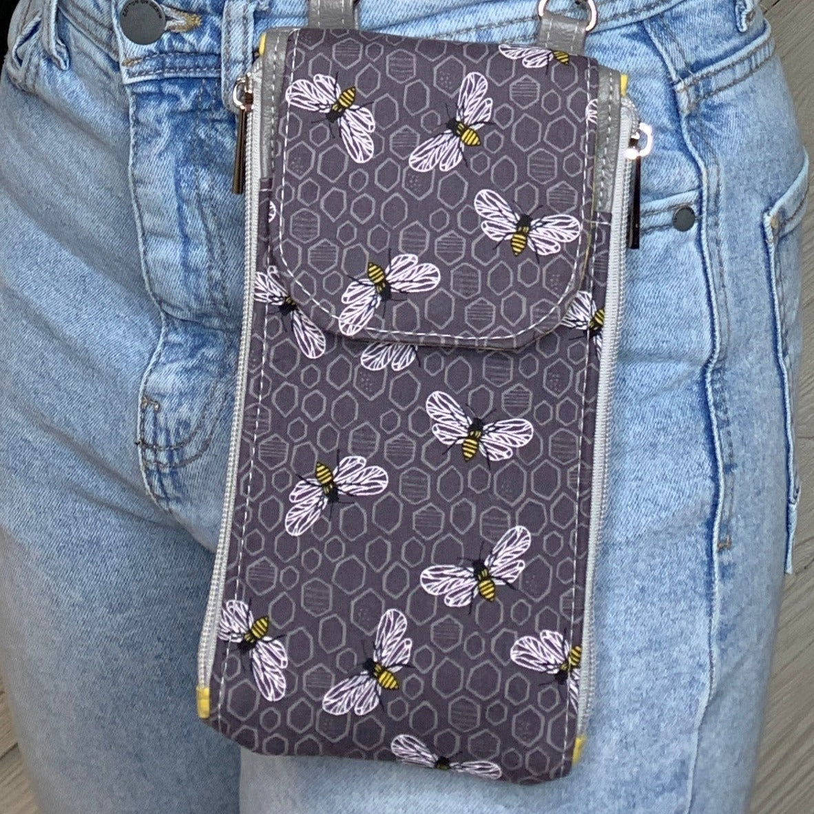 Clutch Crossbody Bag With a Bee Pattern