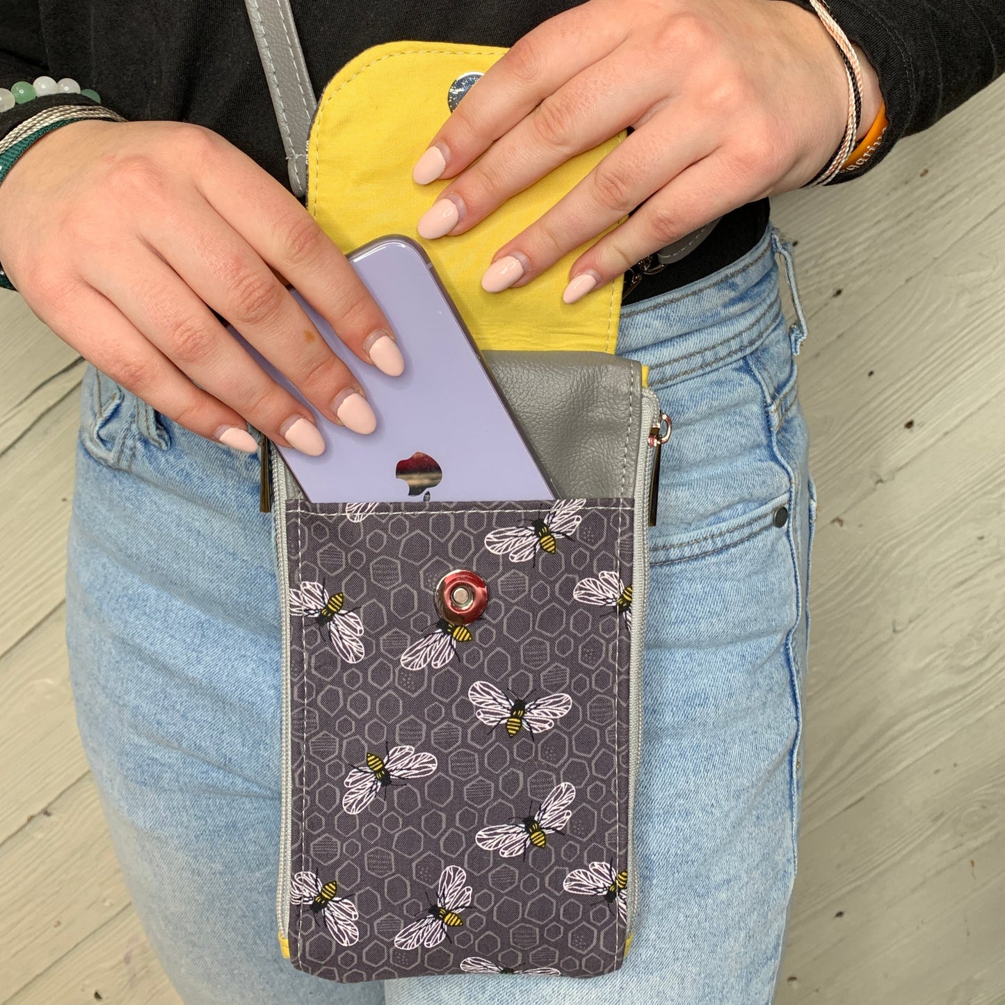 Clutch Crossbody Bag With a Bee Pattern