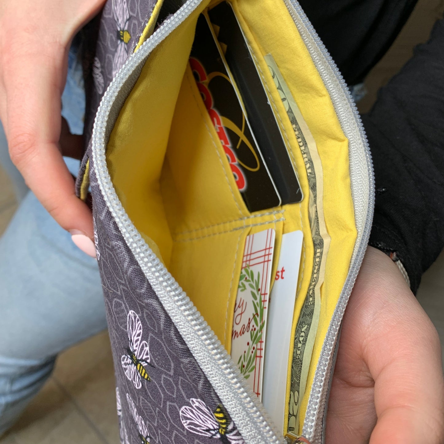 Clutch Crossbody Bag With a Bee Pattern