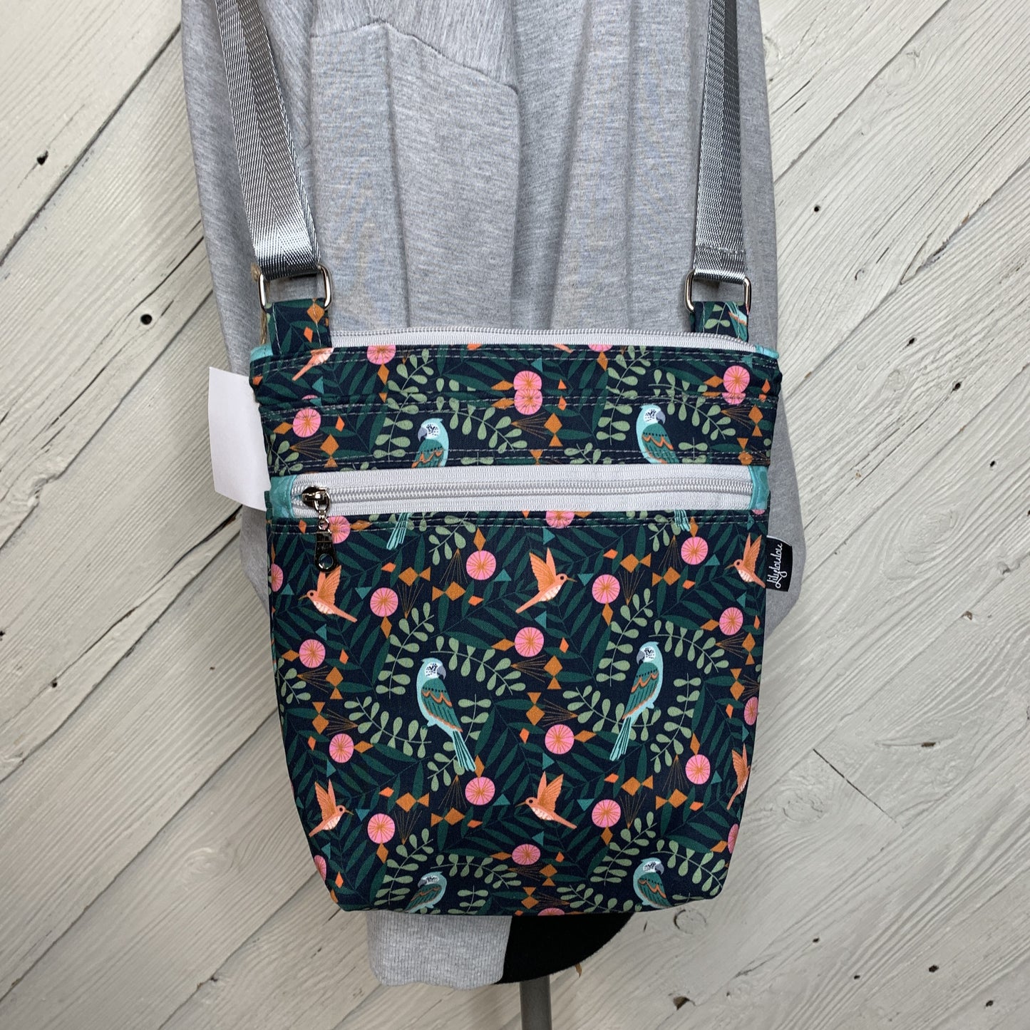 Crossbody Bag with parrot and floral design