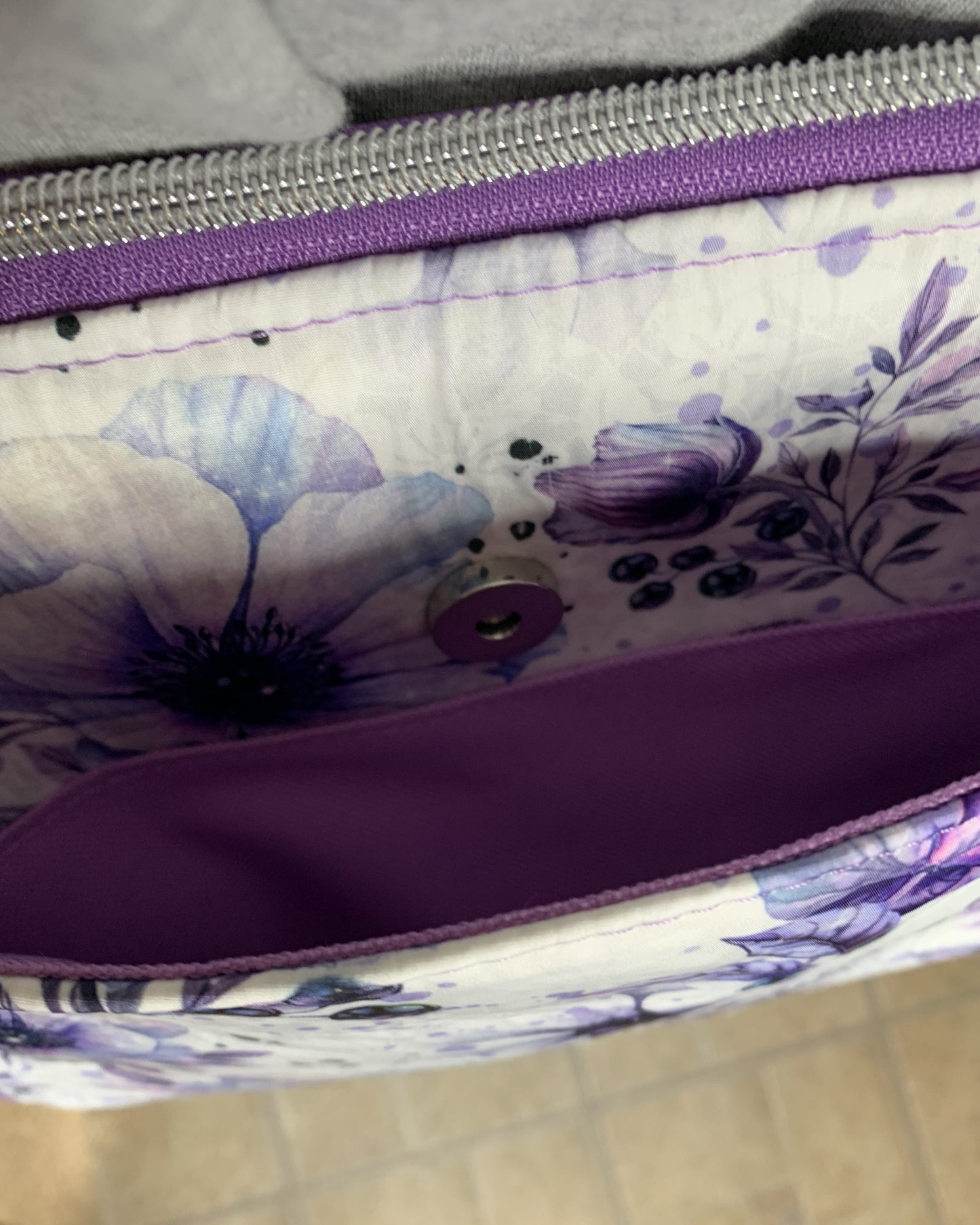 Purple Floral Crossbody Bag