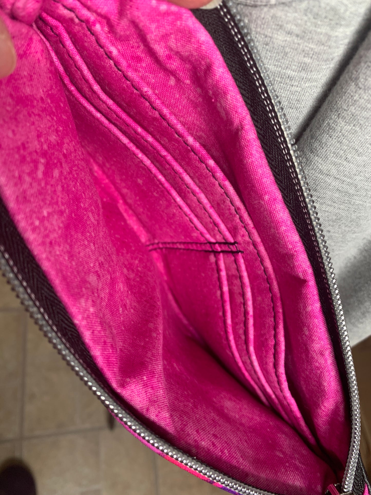Clutch Crossbody Bag with a Pink and Purple Floral Pattern