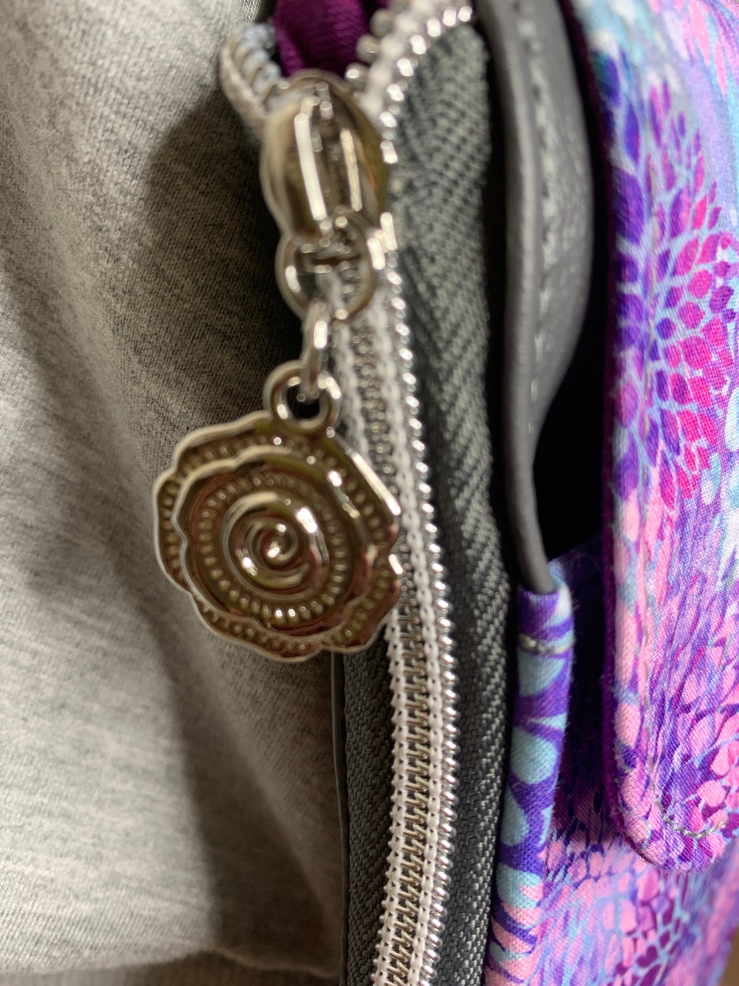 Clutch Crossbody Bag with a Purple Floral Pattern