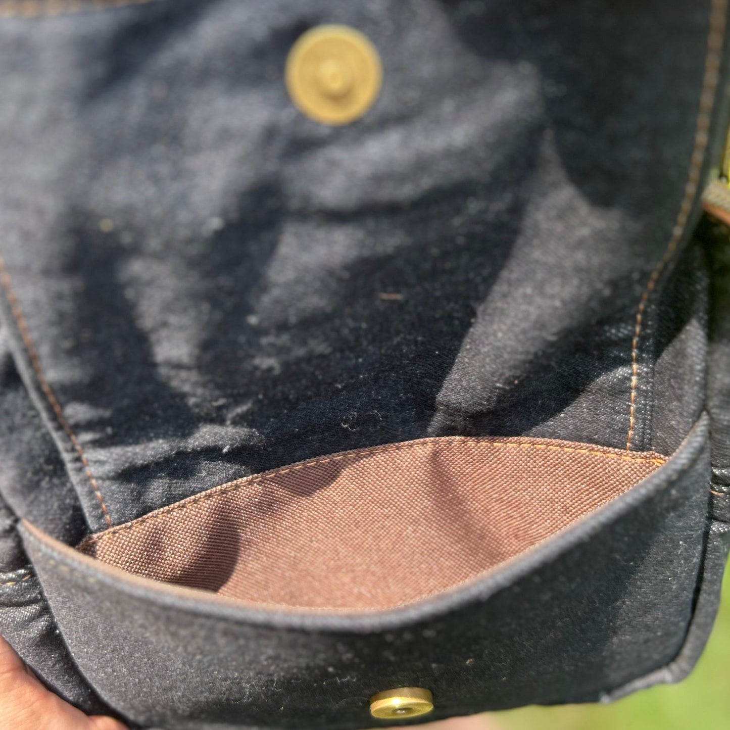 Denim Crossbody Bag with a Sunflower Pattern