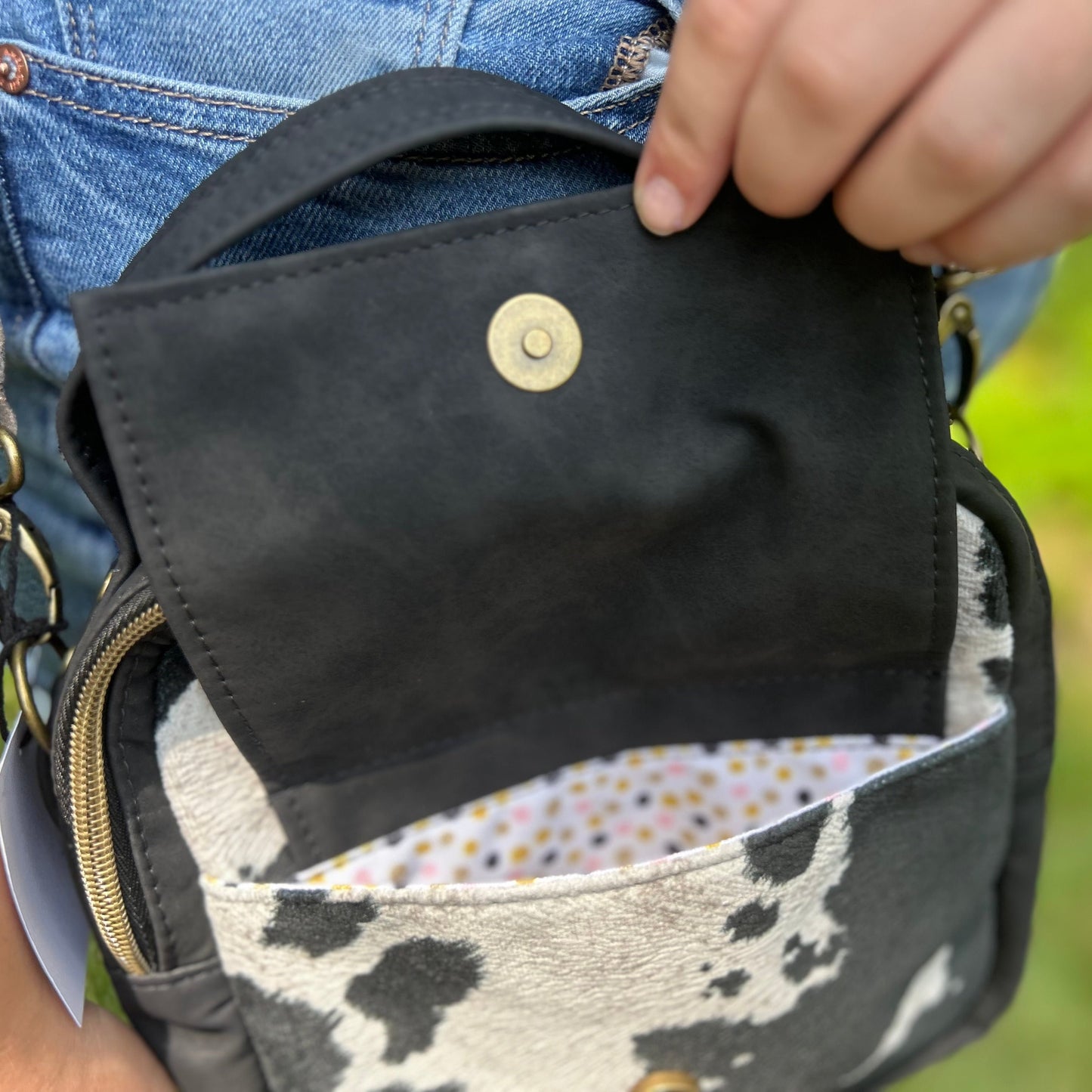 Crossbody Bag with a Cow Pattern