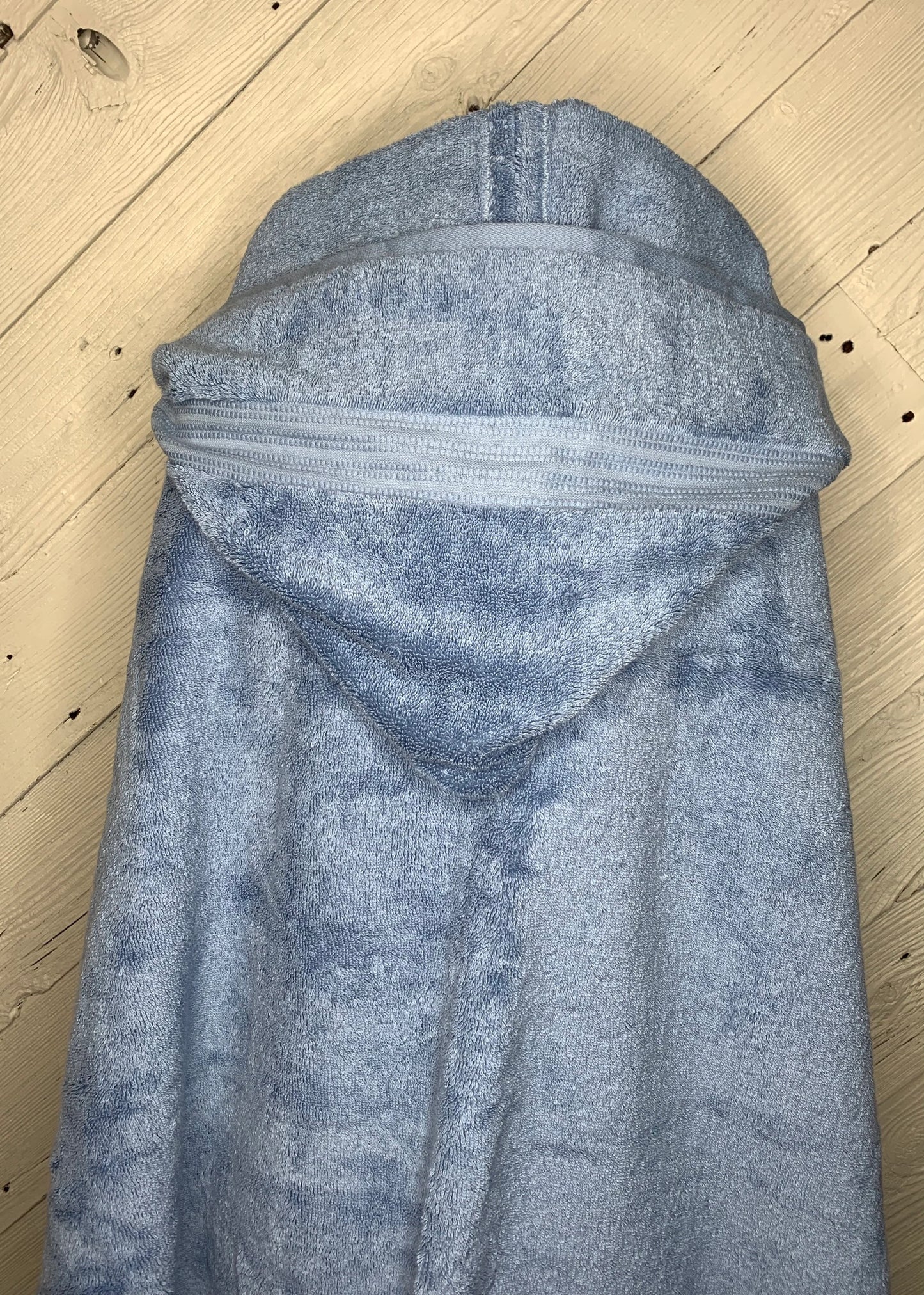 Adult Hooded Bath Towel, Water Blue, No Flannel Hood Lining