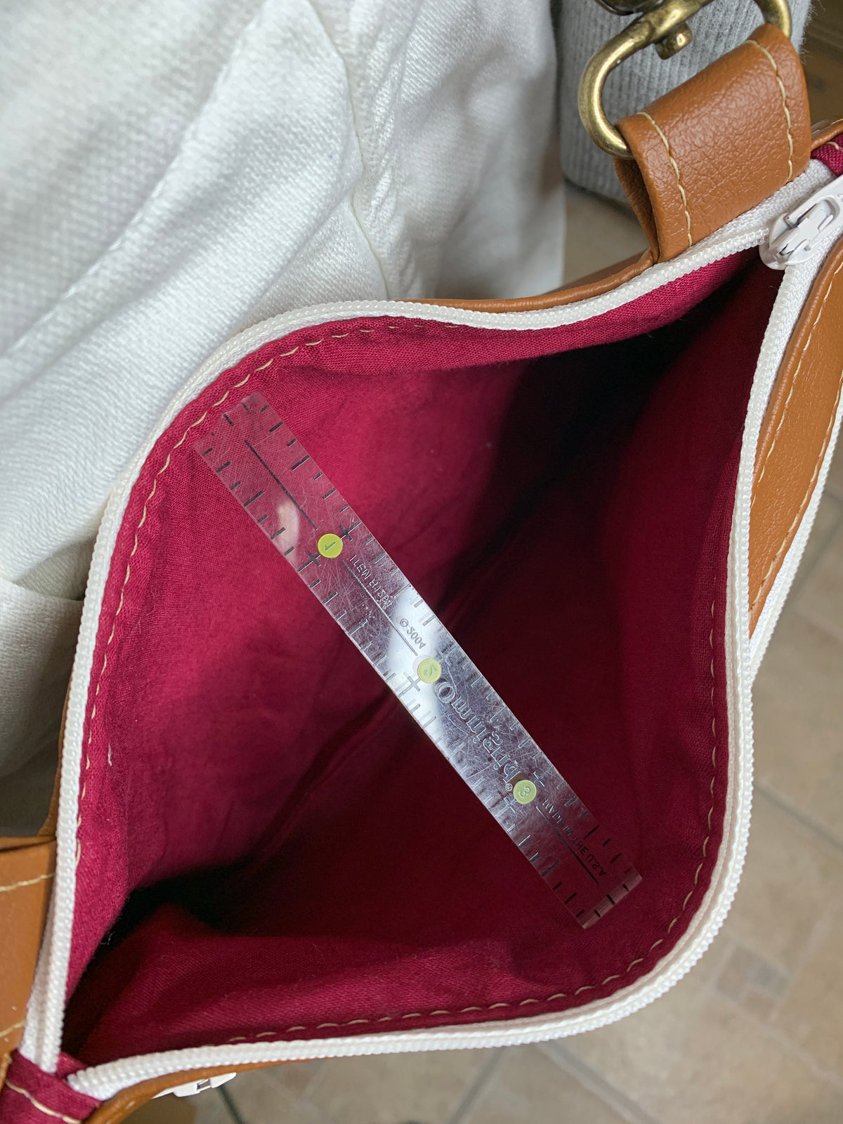 Hip pouch with brown faux leather, fanny pack, motorcycle hip bag, belt bag, hip purse, hip bag