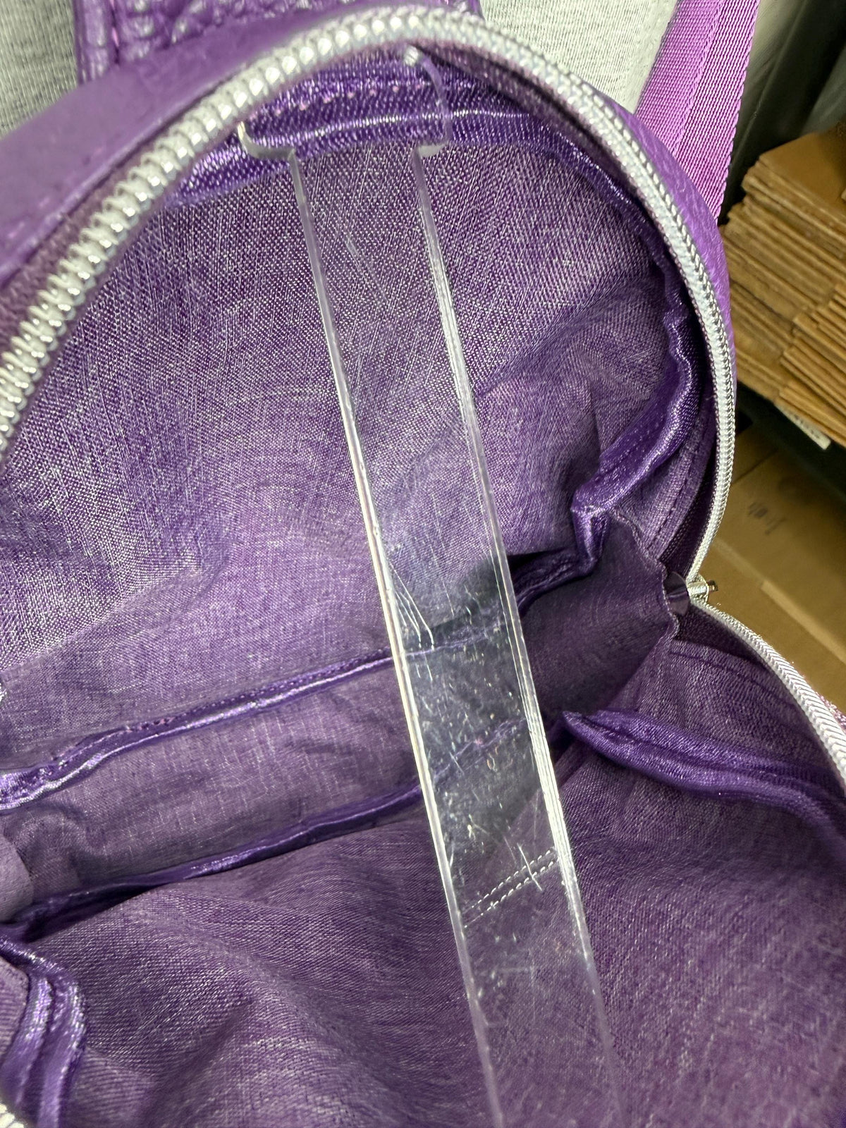 Purple hummingbird backpack or sling bag