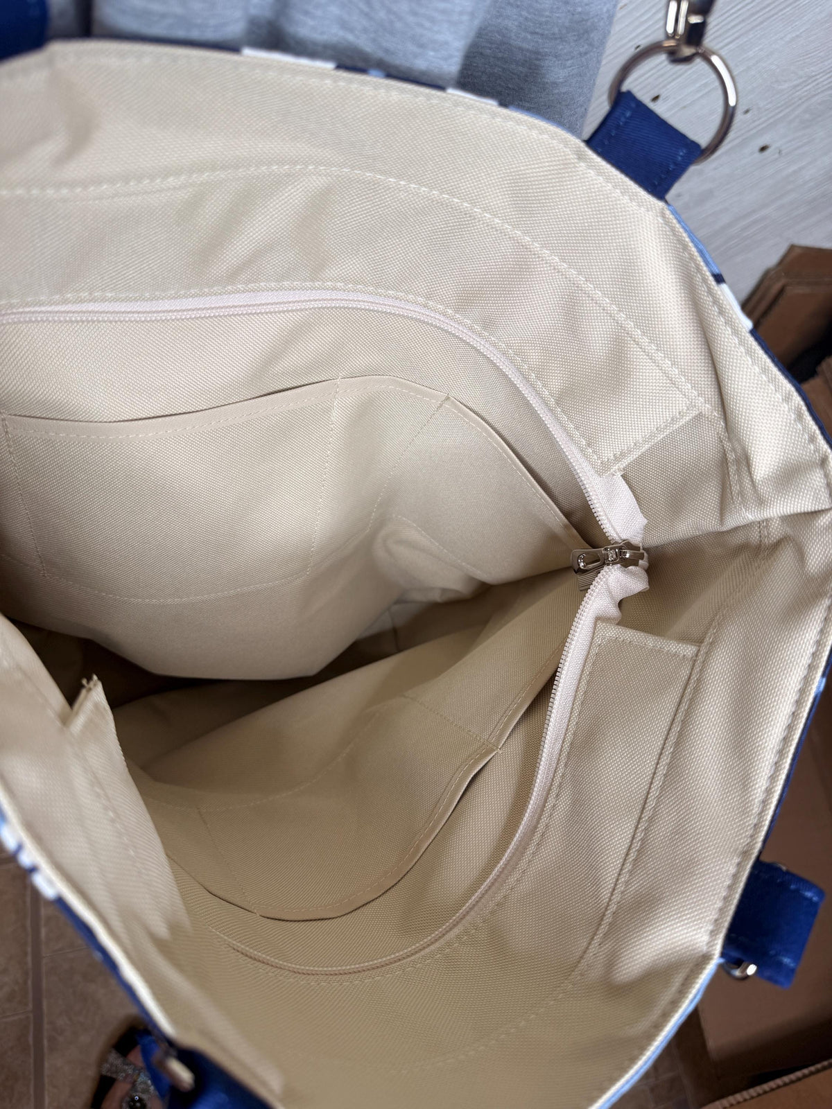 Blue and cream convertible woman's purse, handmade bag, ladies shoulder bag, women's handmade handbag, women shoulder purse