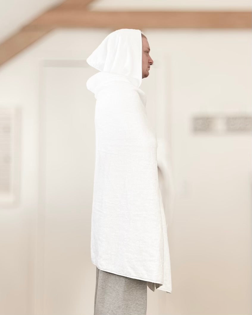 Adult Hooded Bath Towel in White