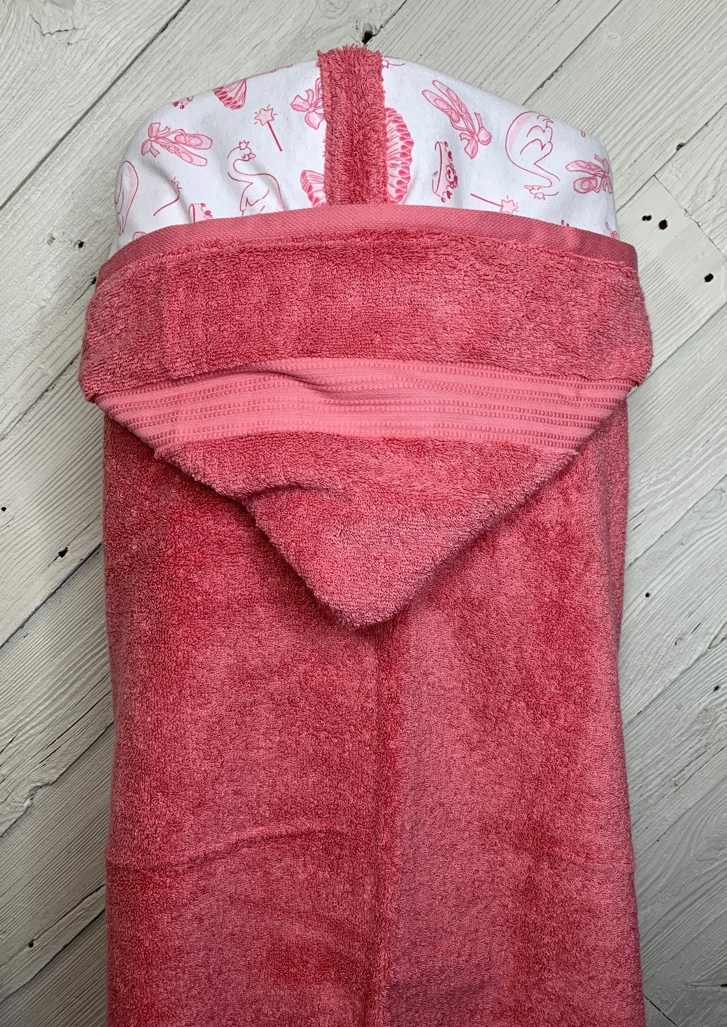 Adult Hooded Bath Towel, Ballet Flannel Hood Lining