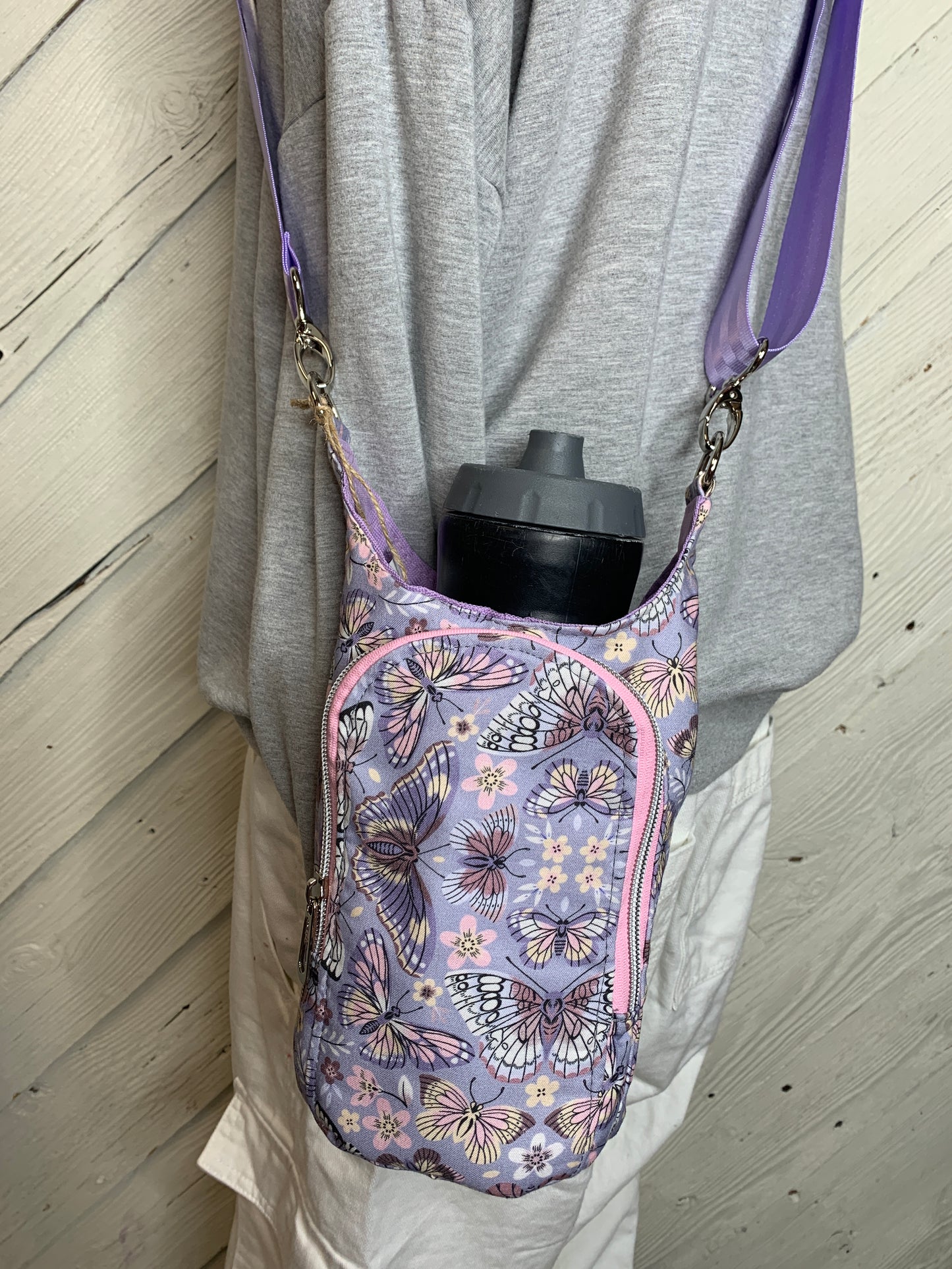 Water Bottle Bag with Butterfly Pattern