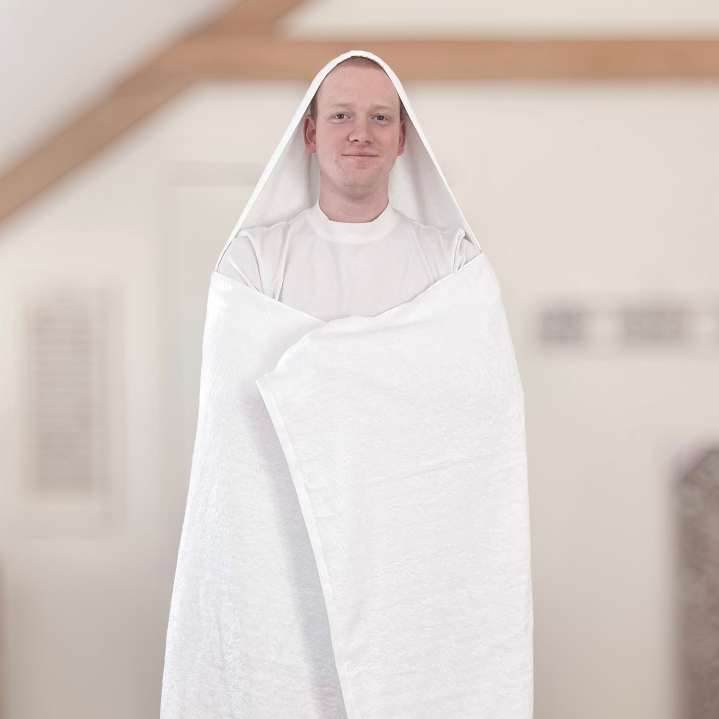 Adult Hooded Bath Towel in White