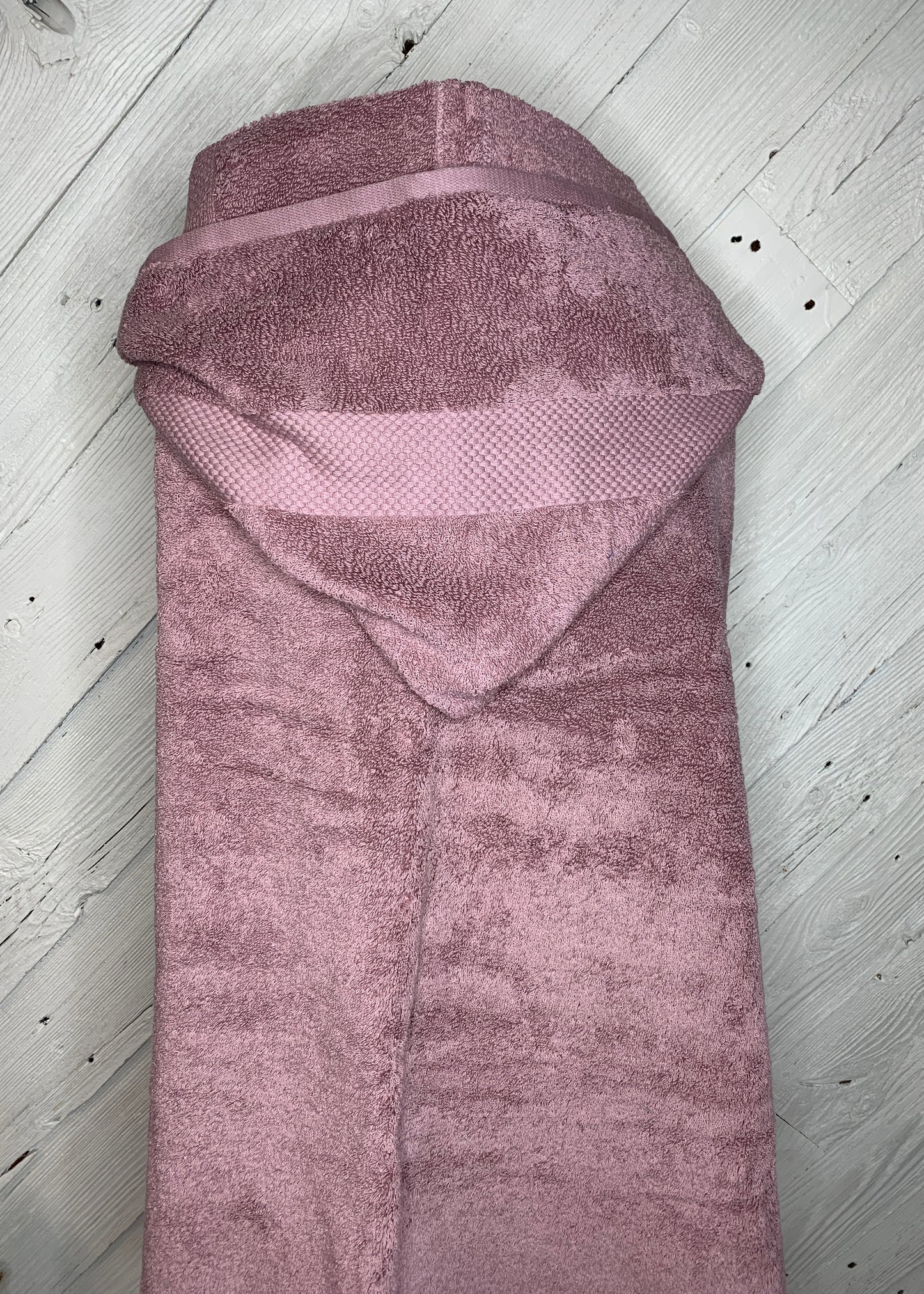 Adult Hooded Bath Towel, Mauve, No Flannel Hood Lining