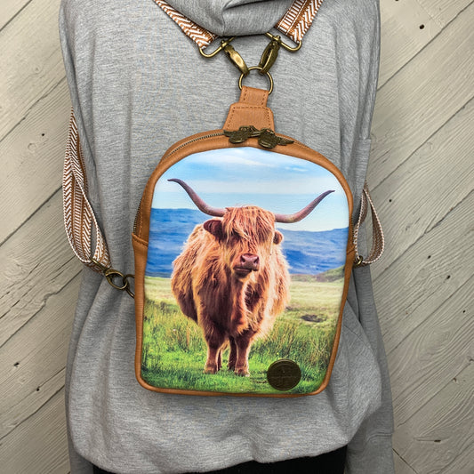 Highland Cow Backpack Purse