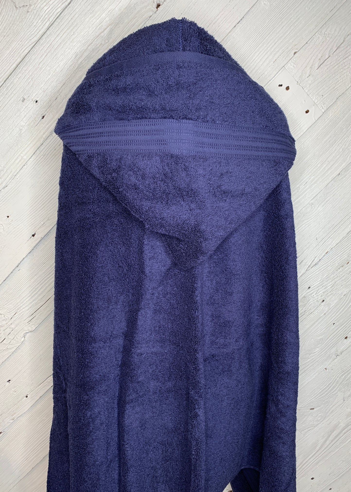 Adult Hooded Bath Towel, Navy Blue, No Flannel Hood Lining