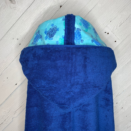 Adult Hooded Bath Towel with Turtle Flannel Lining on the Hood