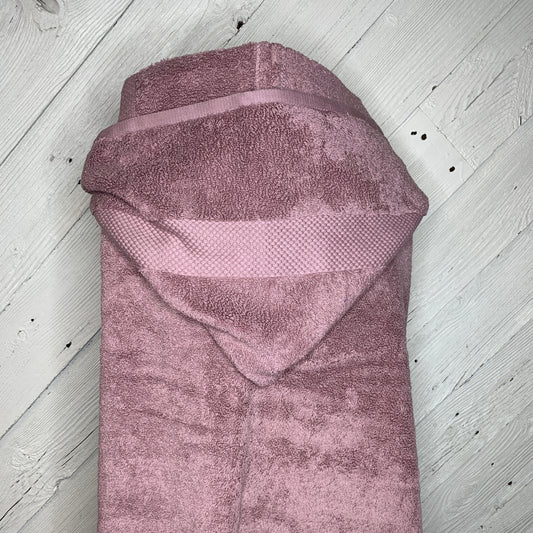 Adult Hooded Bath Towel, Mauve, No Flannel Hood Lining