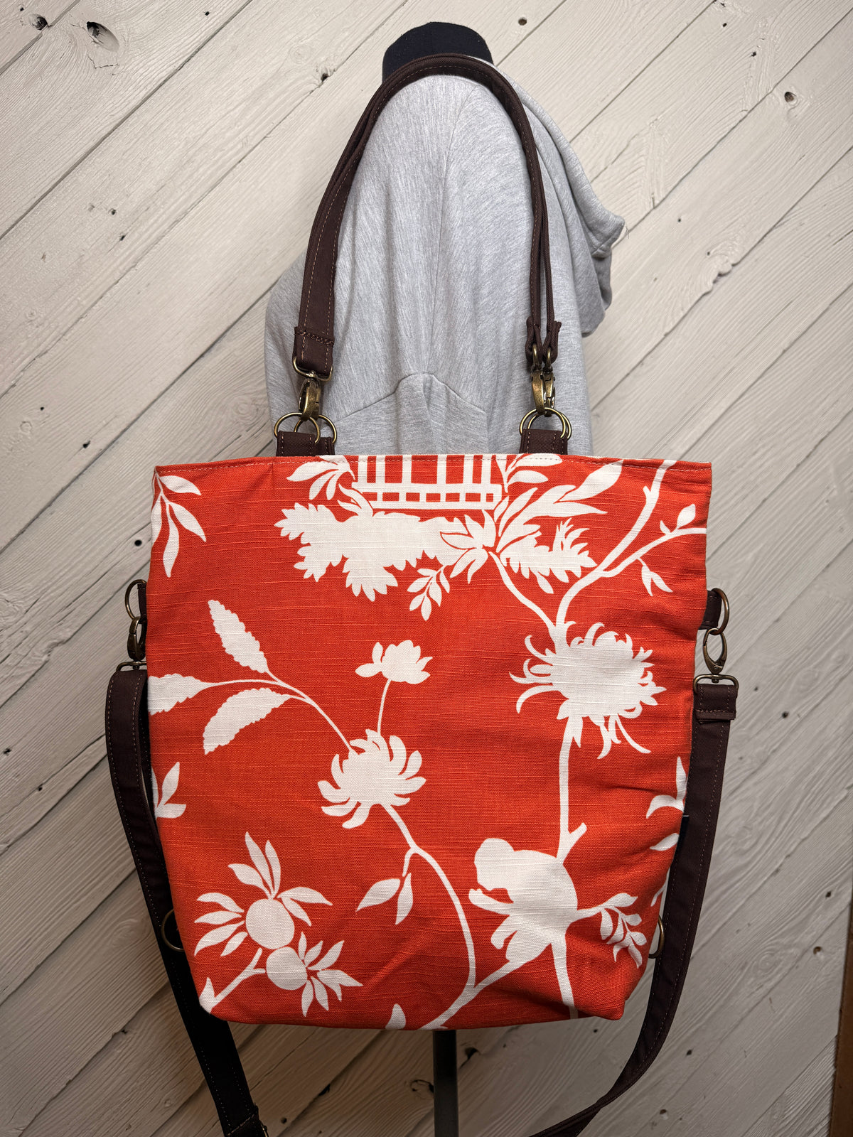 Orange Floral Convertible Bag