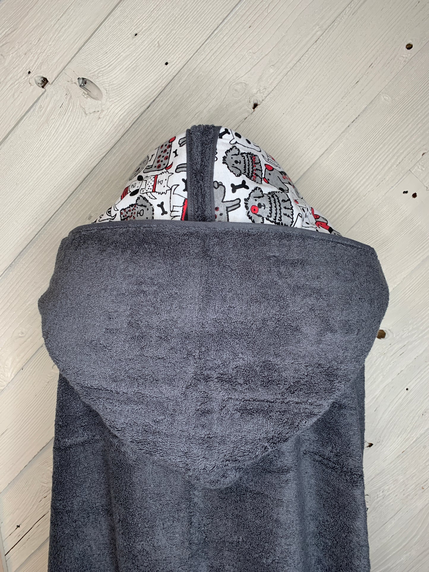 Adult Hooded Bath Towel with Dog Flannel Lining on the Hood