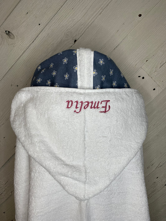 Adult Hooded Bath Towel with Flower Flannel Lining on the Hood