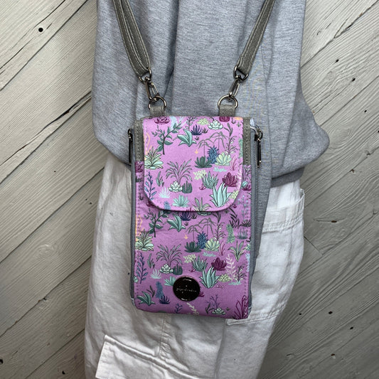 Clutch Crossbody Bag with Succulent Pattern