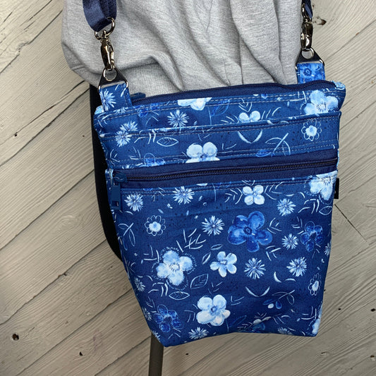 Crossbody Bag with blue floral design