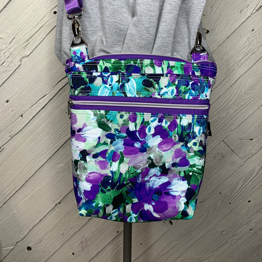 Crossbody Bag with purple floral design