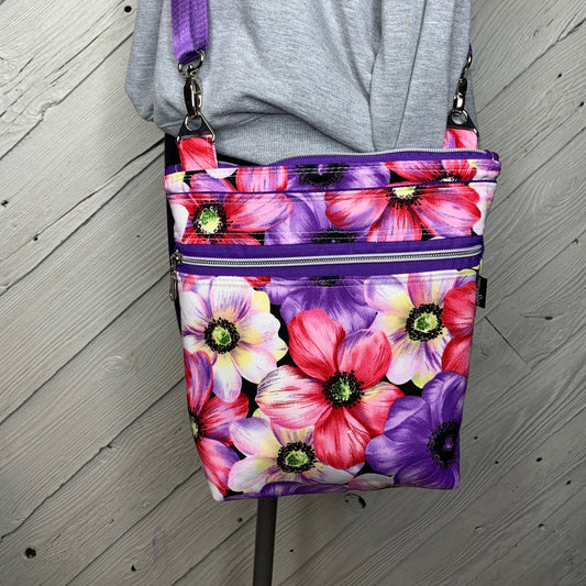 Crossbody Bag with purple floral design