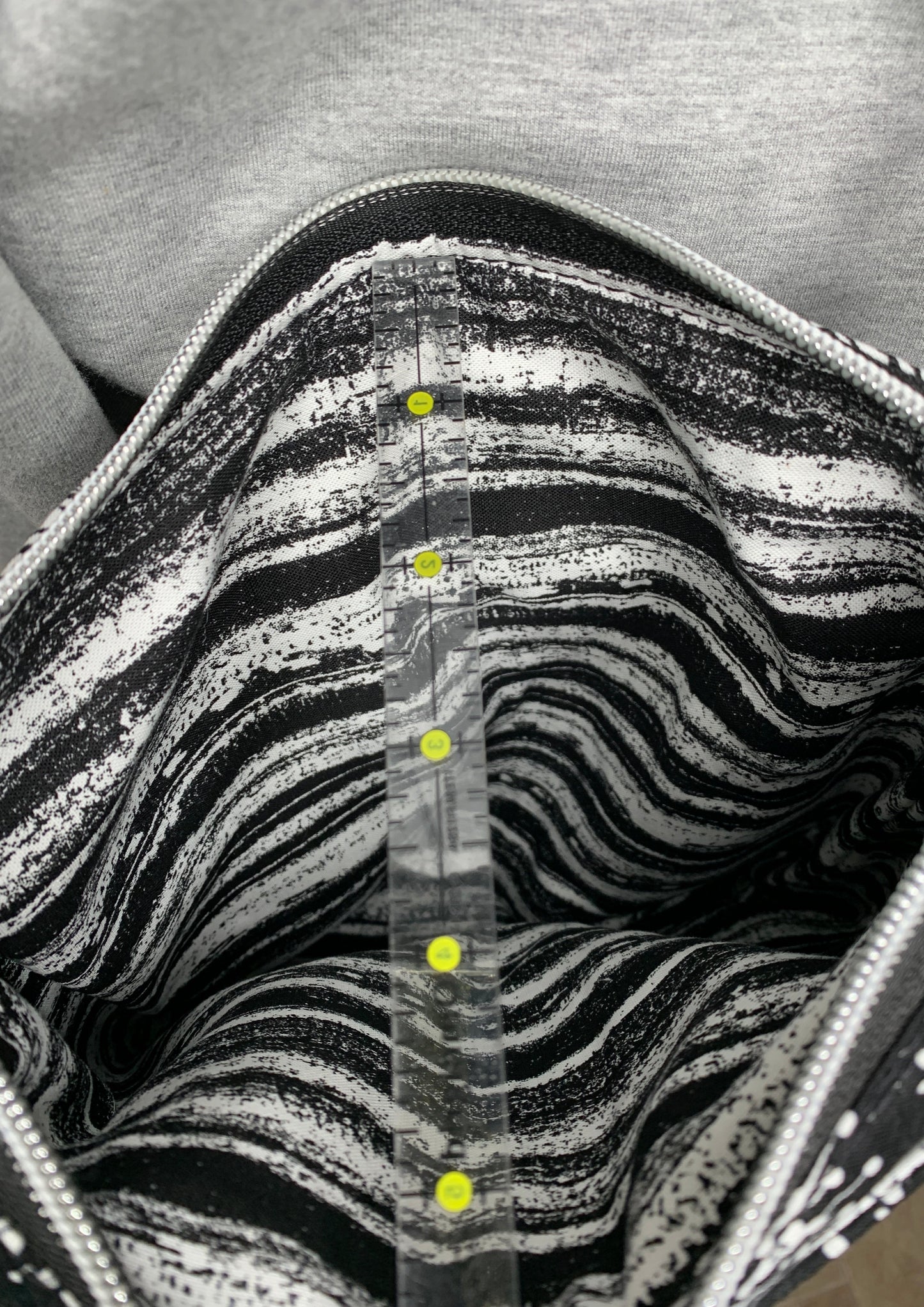 Crossbody Bag with a Black and White Firework Pattern
