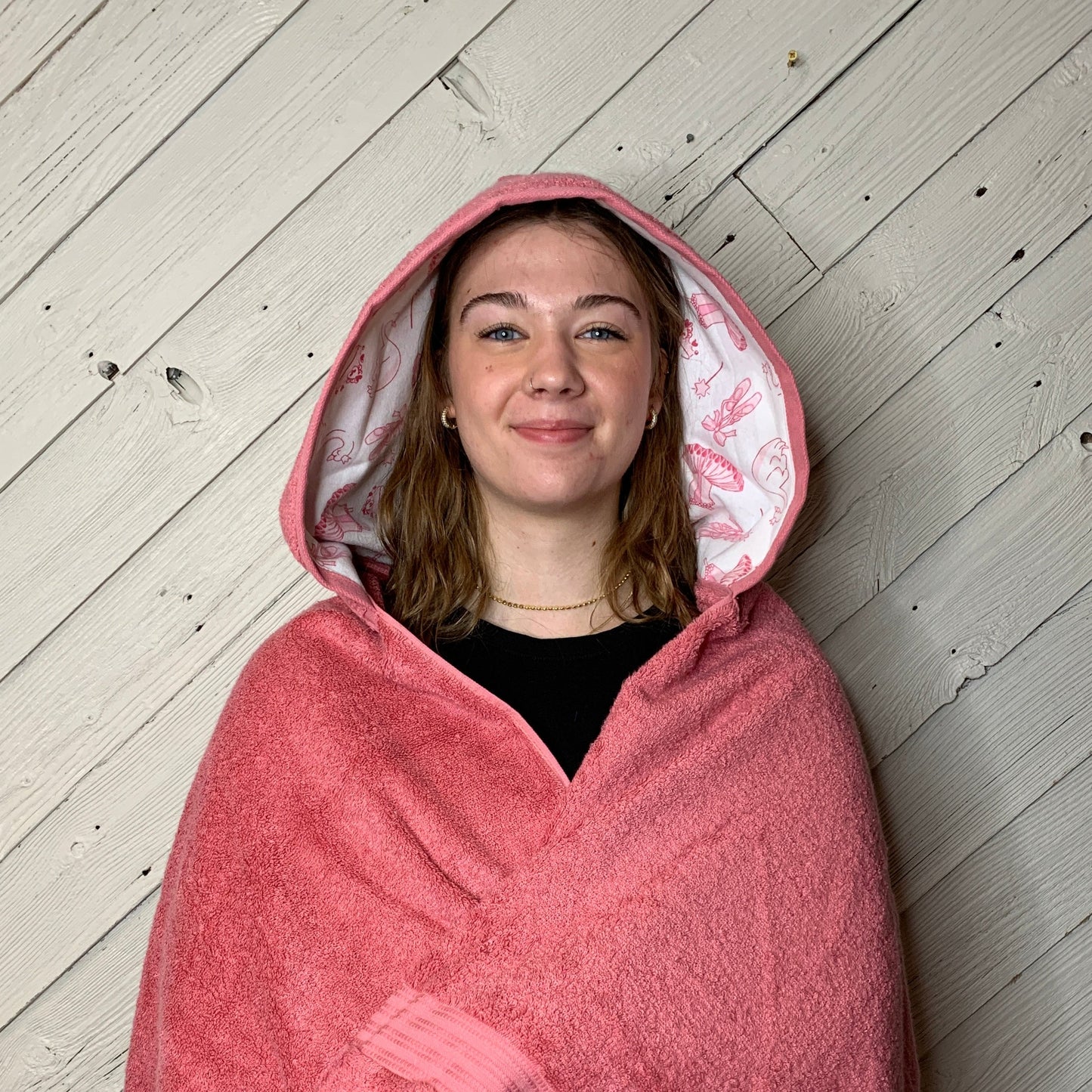 Adult Hooded Bath Towel, Ballet Flannel Hood Lining