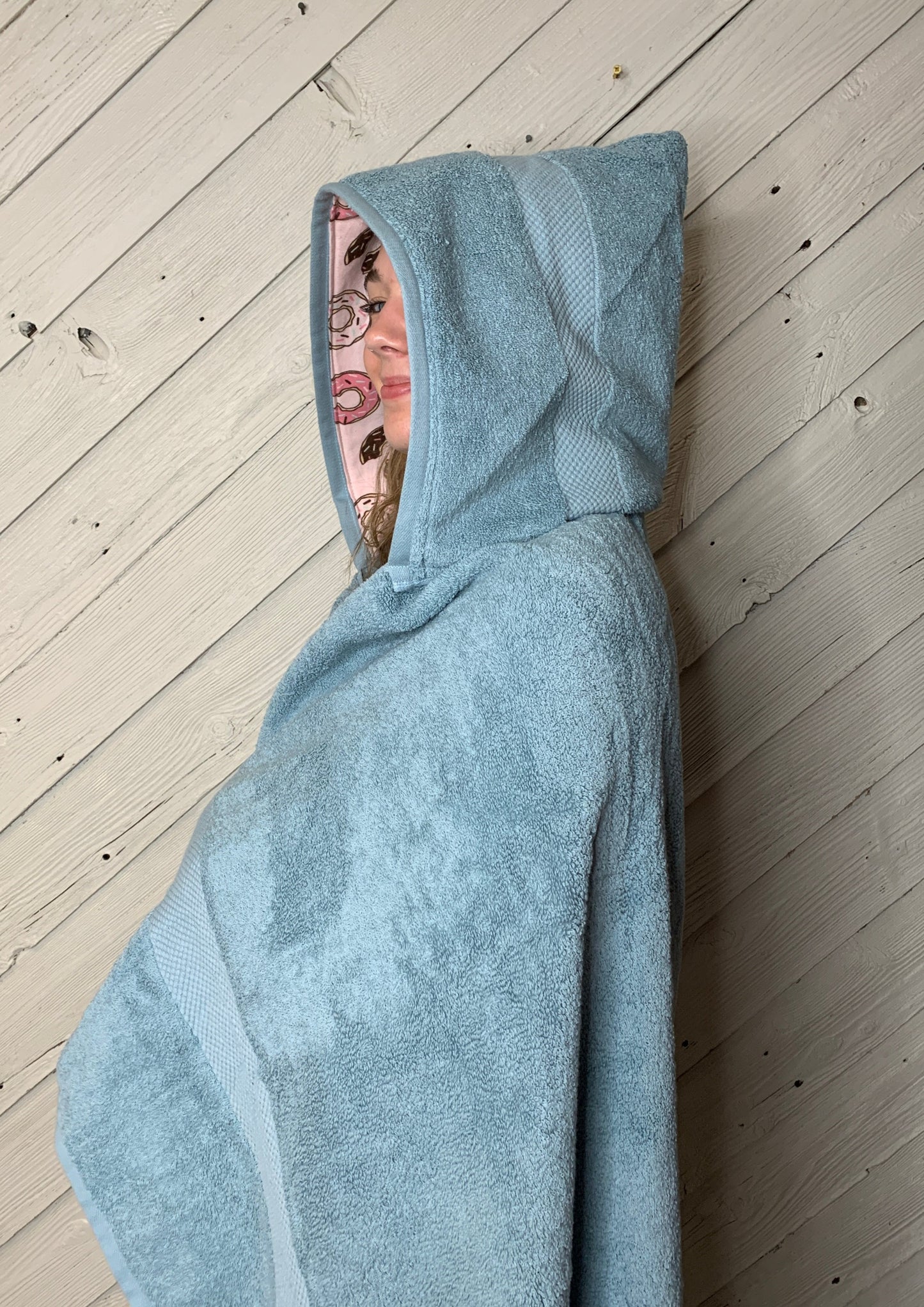 Adult Hooded Bath Towel with a Donut Flannel Lining on the Hood