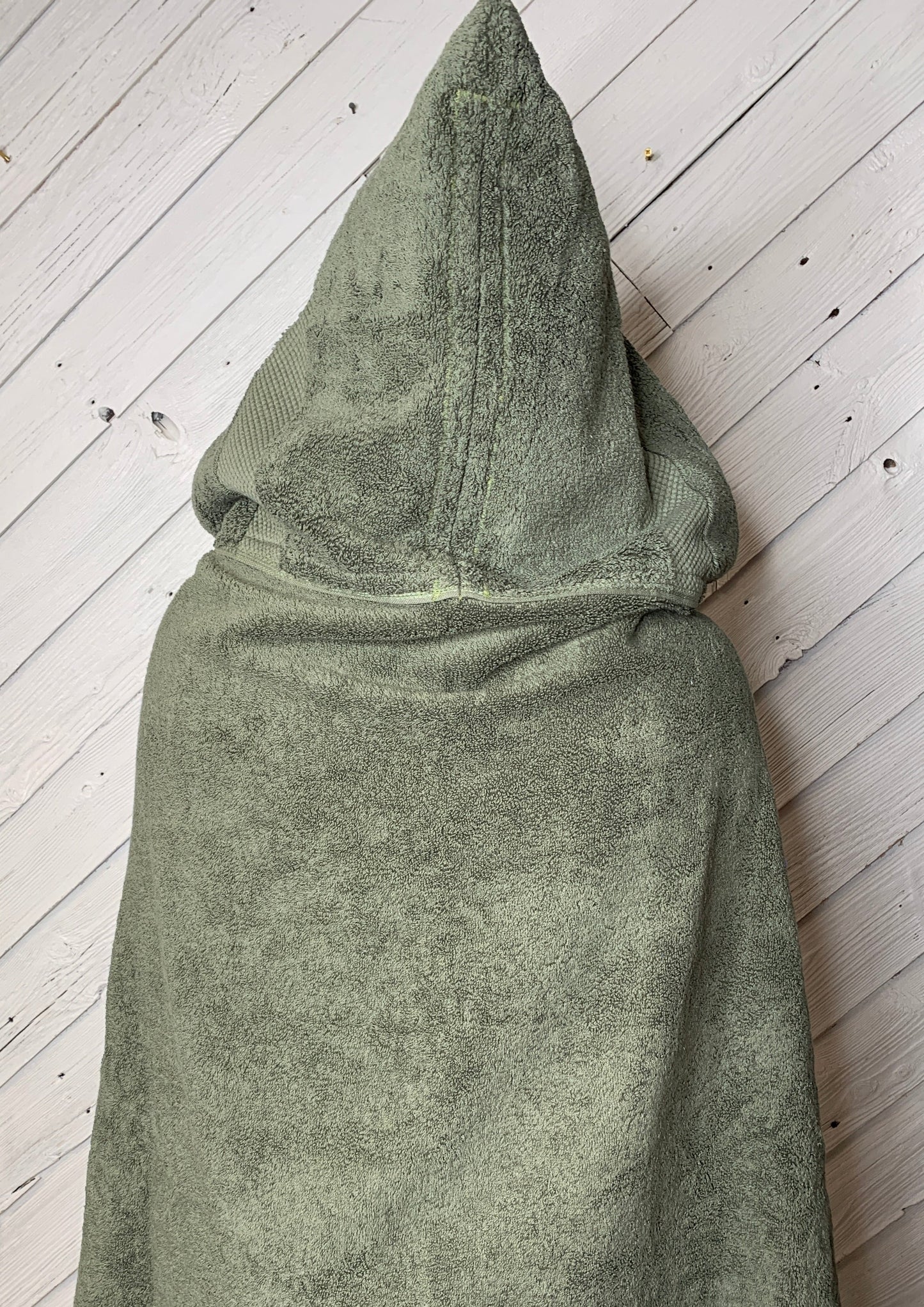 Adult Hooded Bath Towel with a Leaves Flannel Lining on the Hood