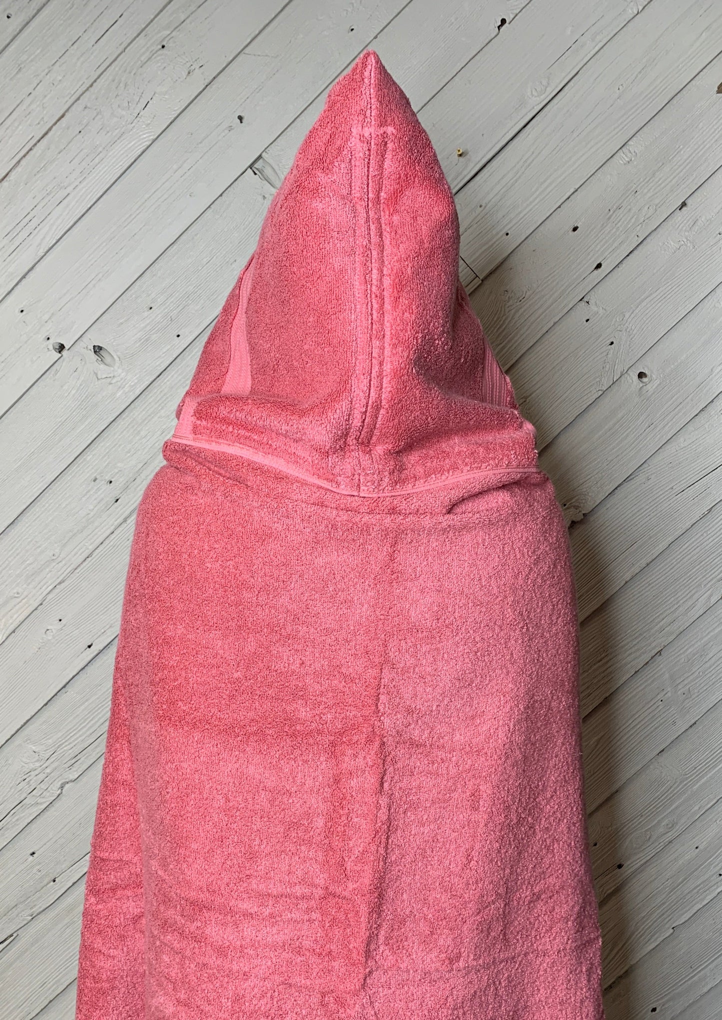 Adult Hooded Bath Towel with Smiley-Face Flannel Lining on the Hood