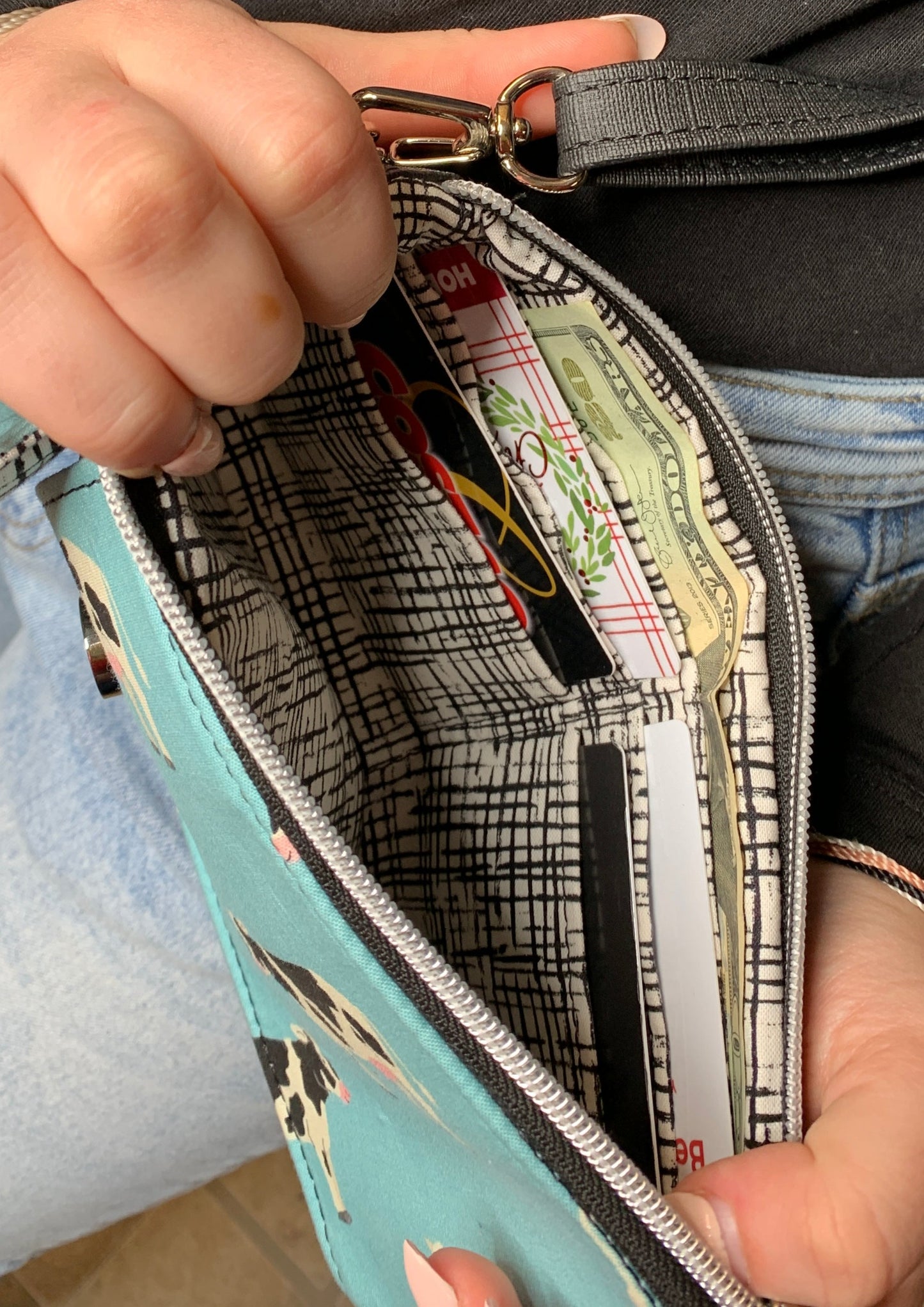 Clutch Crossbody Bag with a Cow Pattern