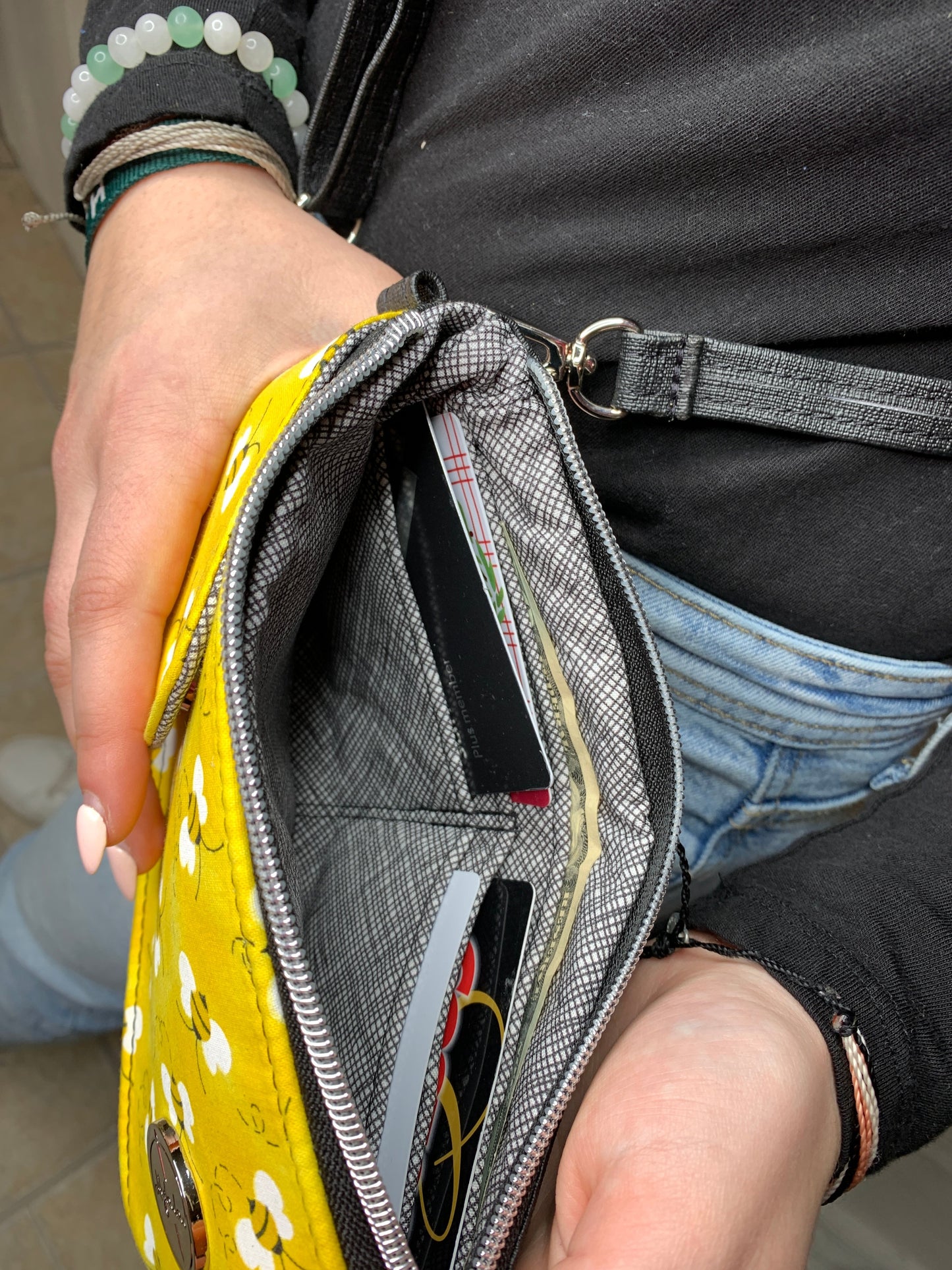 Clutch Crossbody Bag with a Bumblebee Pattern