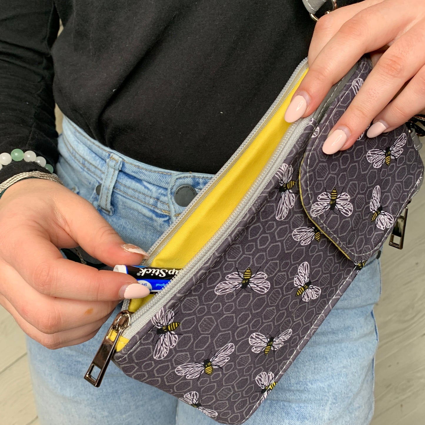 Clutch Crossbody Bag With a Bee Pattern