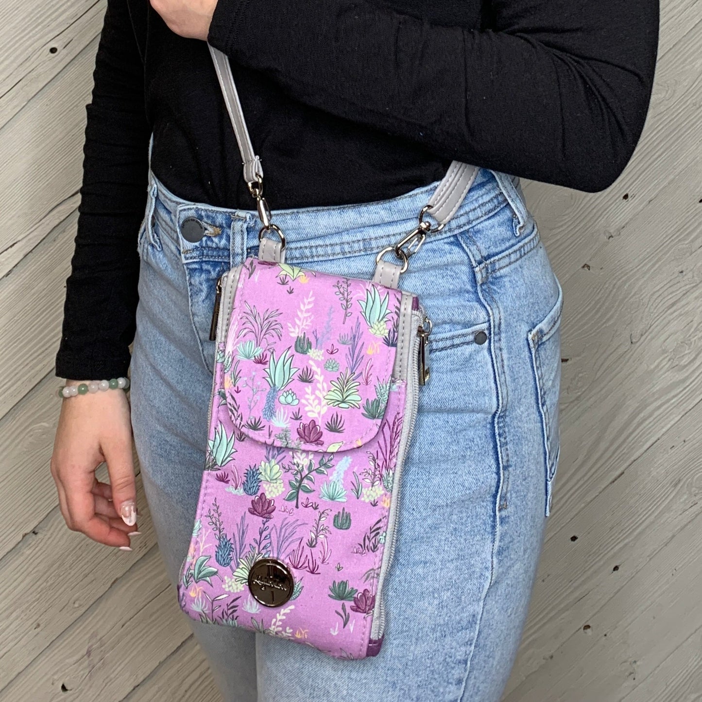 Clutch Crossbody Bag with a Cactus Pattern