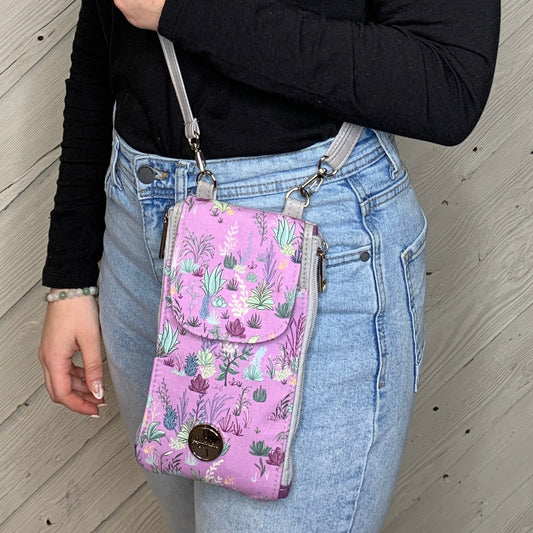 Clutch Crossbody Bag with a Cactus Pattern