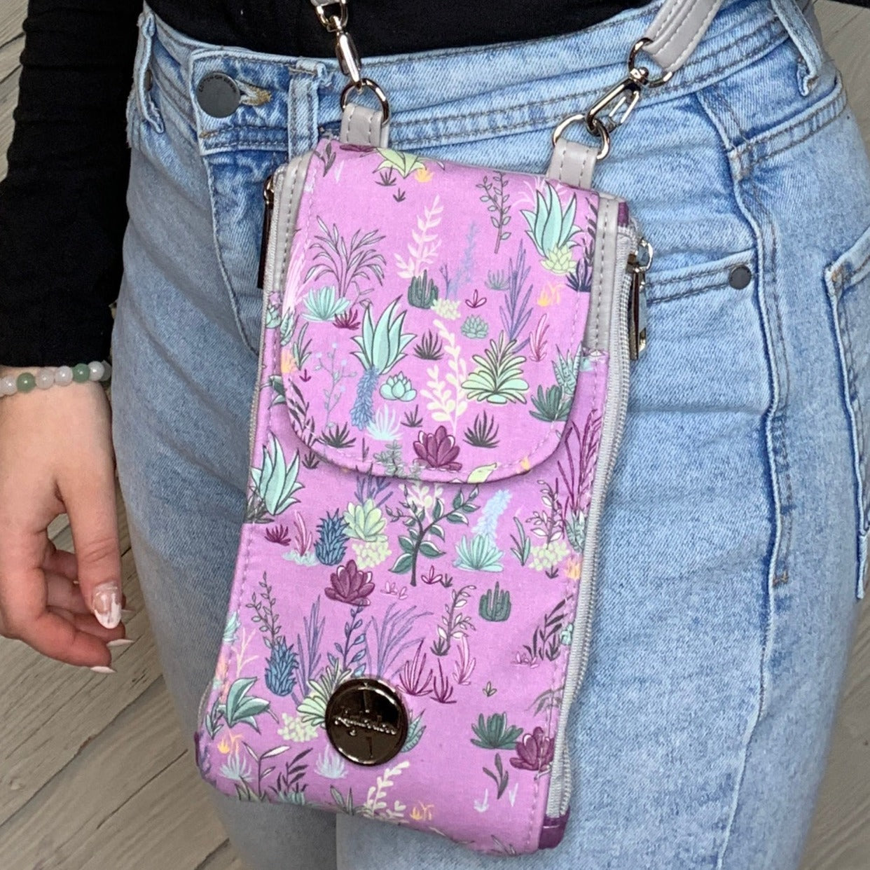 Clutch Crossbody Bag with a Cactus Pattern