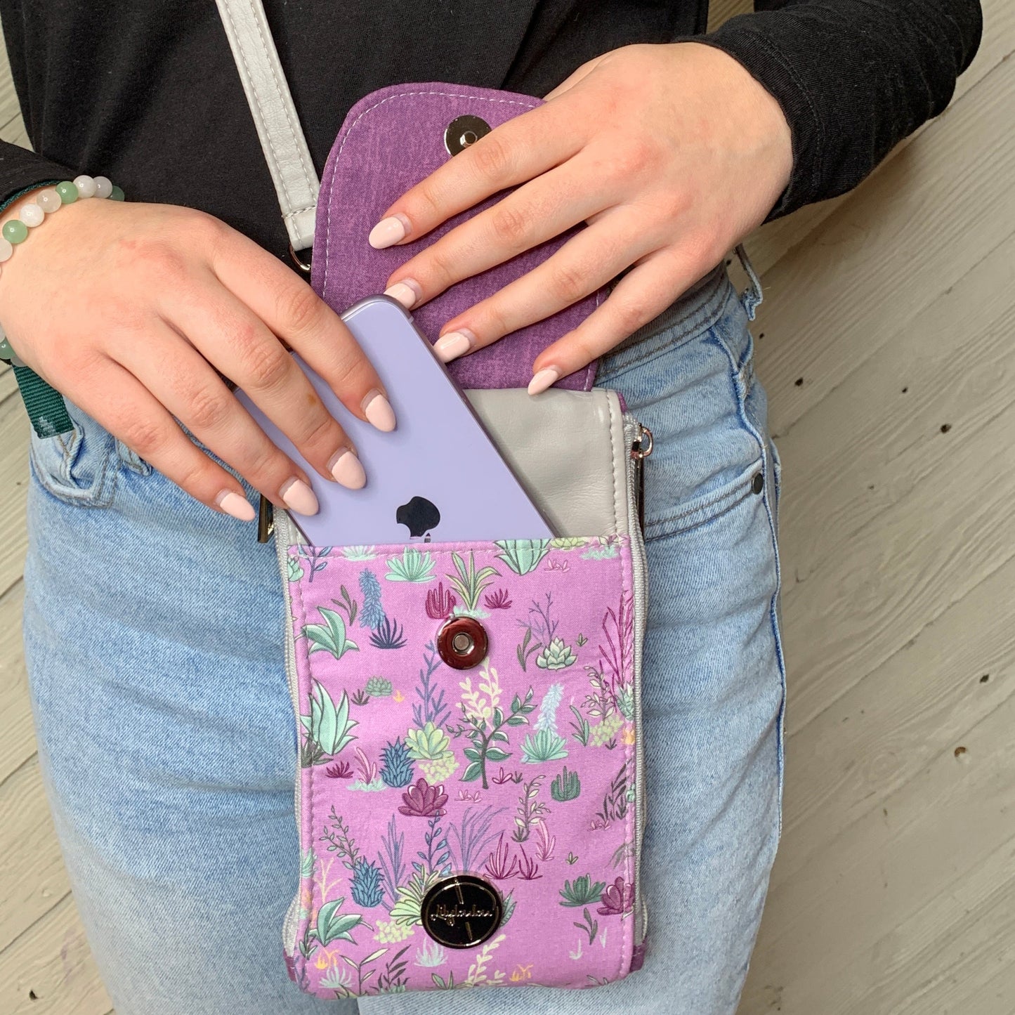 Clutch Crossbody Bag with a Cactus Pattern