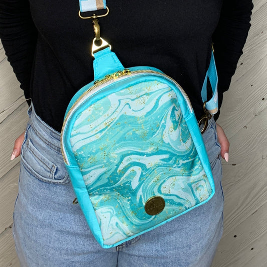 Aqua Swirl Backpack Purse