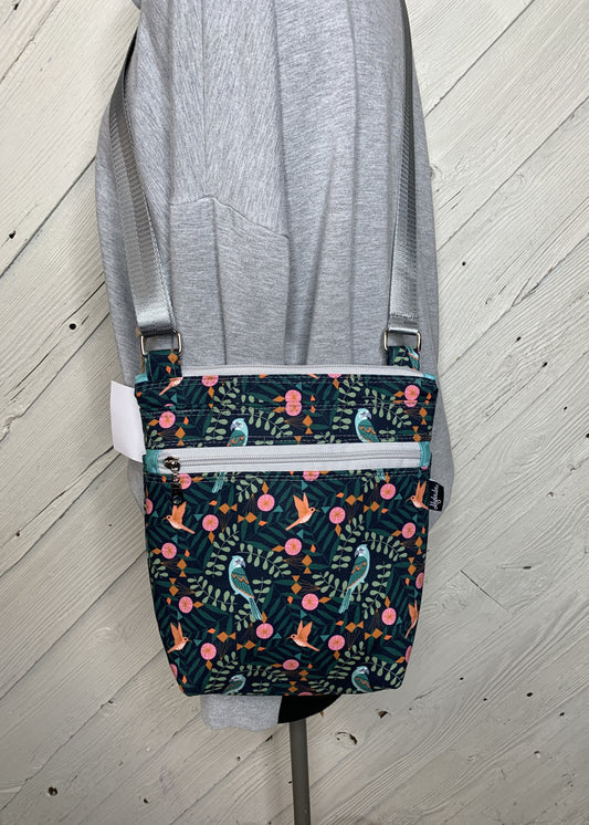 Crossbody Bag with parrot and floral design